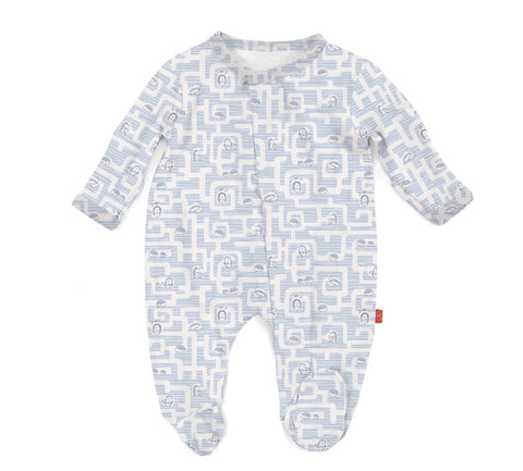 Pyjamas avec fermeture aimantée labyrinthe en modal - bleu  - Magnetic Me -