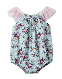 Barboteuse/ Romper fleuri avec bretelle en dentelle - Hibox-Mini